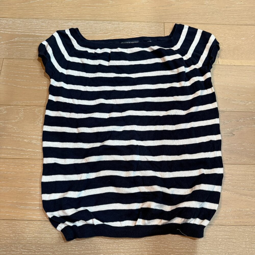 Brandy Melville Off-the-Shoulder Sweater Top (Blue & White Stripe) - One Size